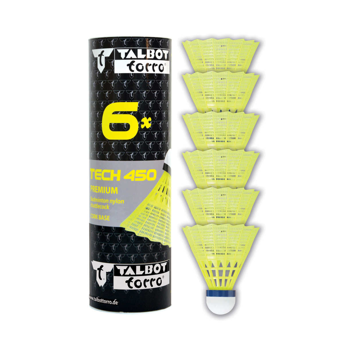 Badmintonové míčky TALBOT TORRO Tech 450 Medium 6ks - žluté