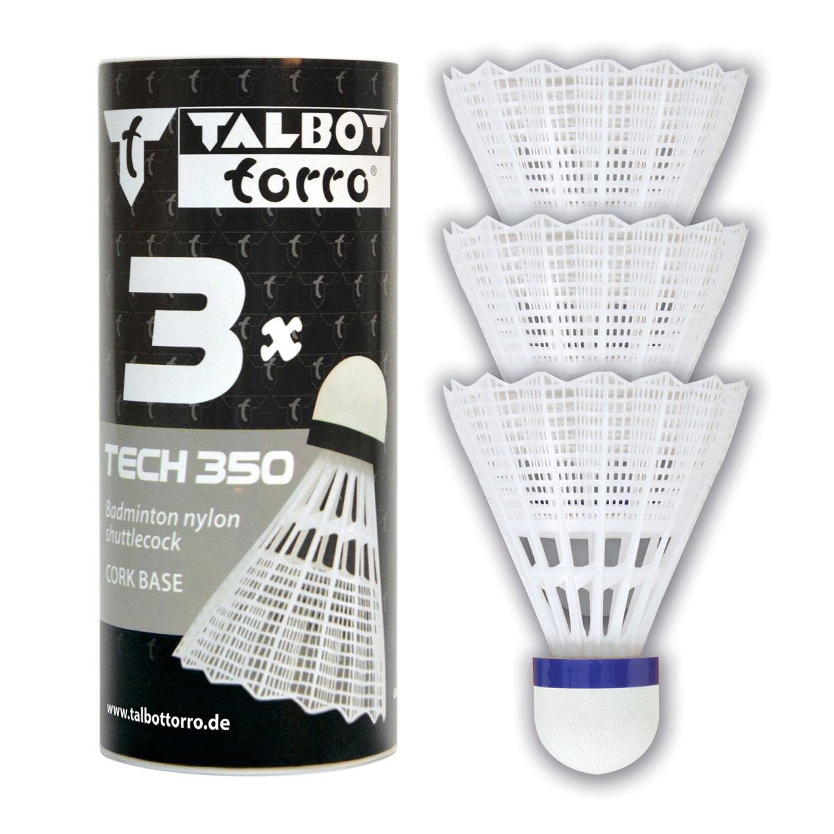 Badmintonové míčky TALBOT TORRO Tech 350 Medium 3 ks - bílé