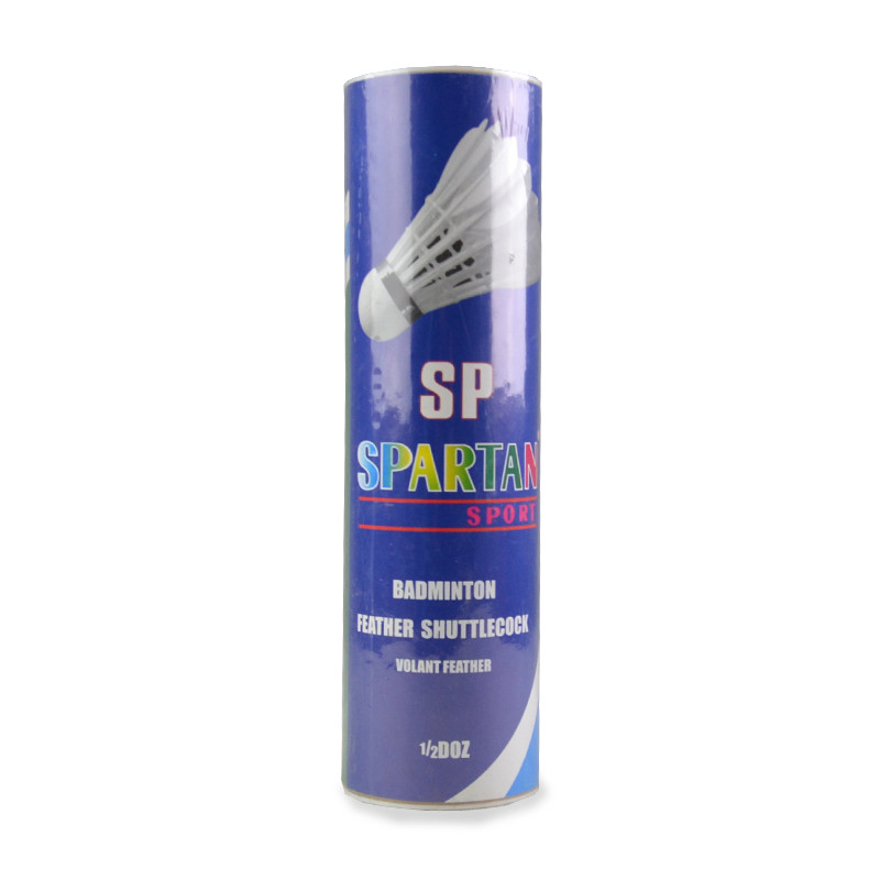 Badmintonové míčky SPARTAN Natur Feder - zelený pruh 6ks