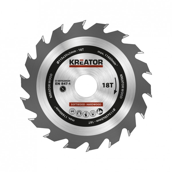 Kreator KRT020434 - Pilový kotouč na dřevo 115mm, 18T