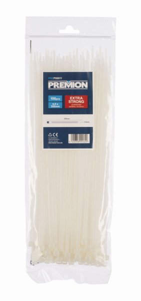Premion PREP00011 - Stahovací pásky bílé 4,8 x 300mm 100ks