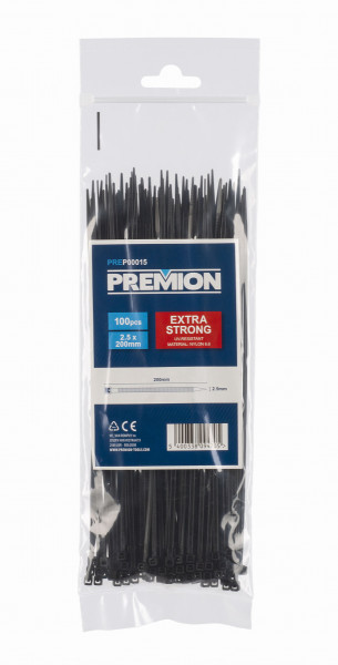 Premion PREP00015 - Stahovací pásky černé 2,5 x 200mm 100ks