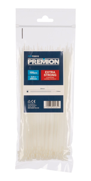 Premion PREP00018 - Stahovací pásky bílé 3,6 x 200mm 100ks