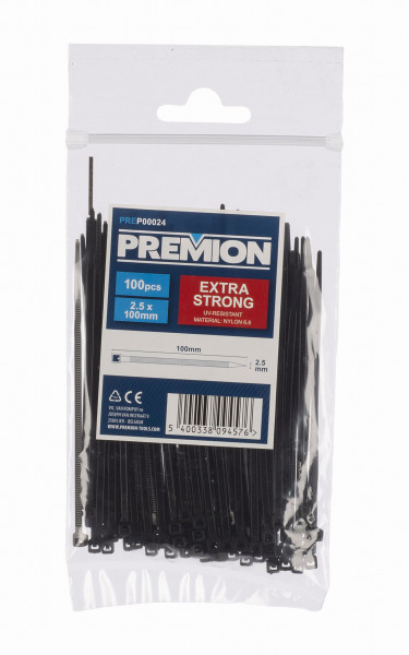 Premion PREP00024 - Stahovací pásky černé 2,5 x 100mm 100ks