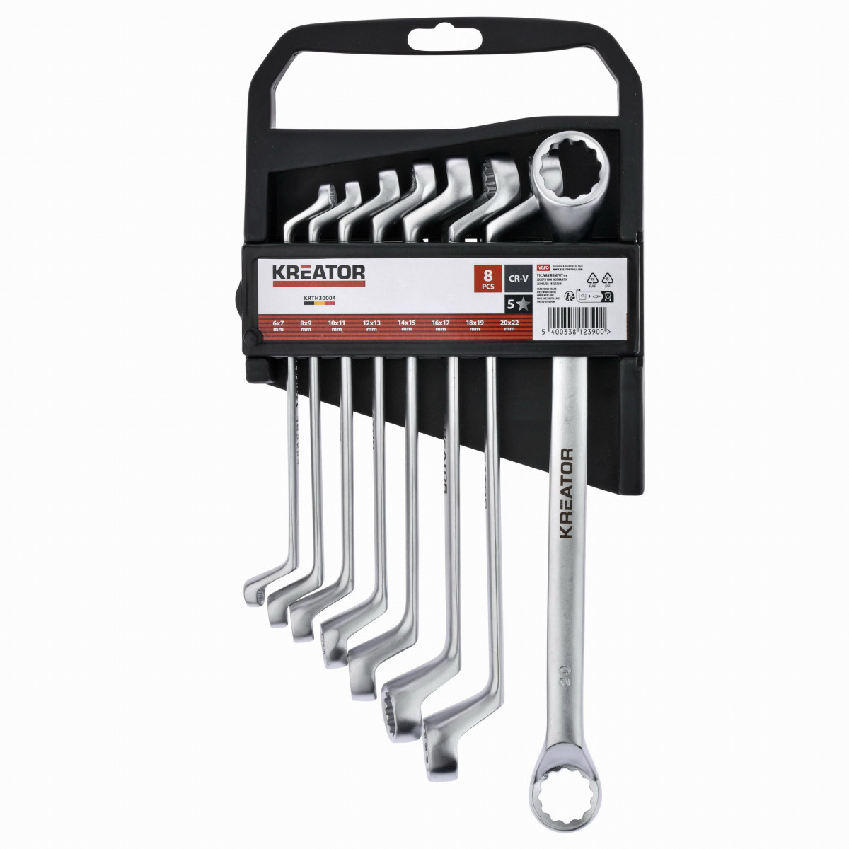 Kreator KRTH30004 - Sada oboustranných očkových klíčů 6-22mm - 8ks