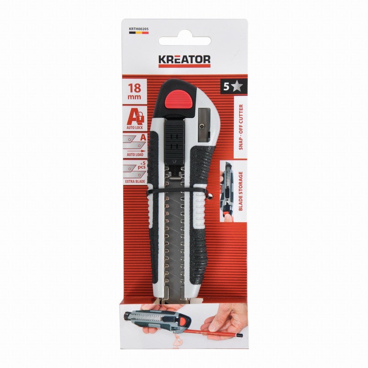 Kreator KRTH00205 - Odlamovací nůž 18 mm včetně ořezávátka na tužky