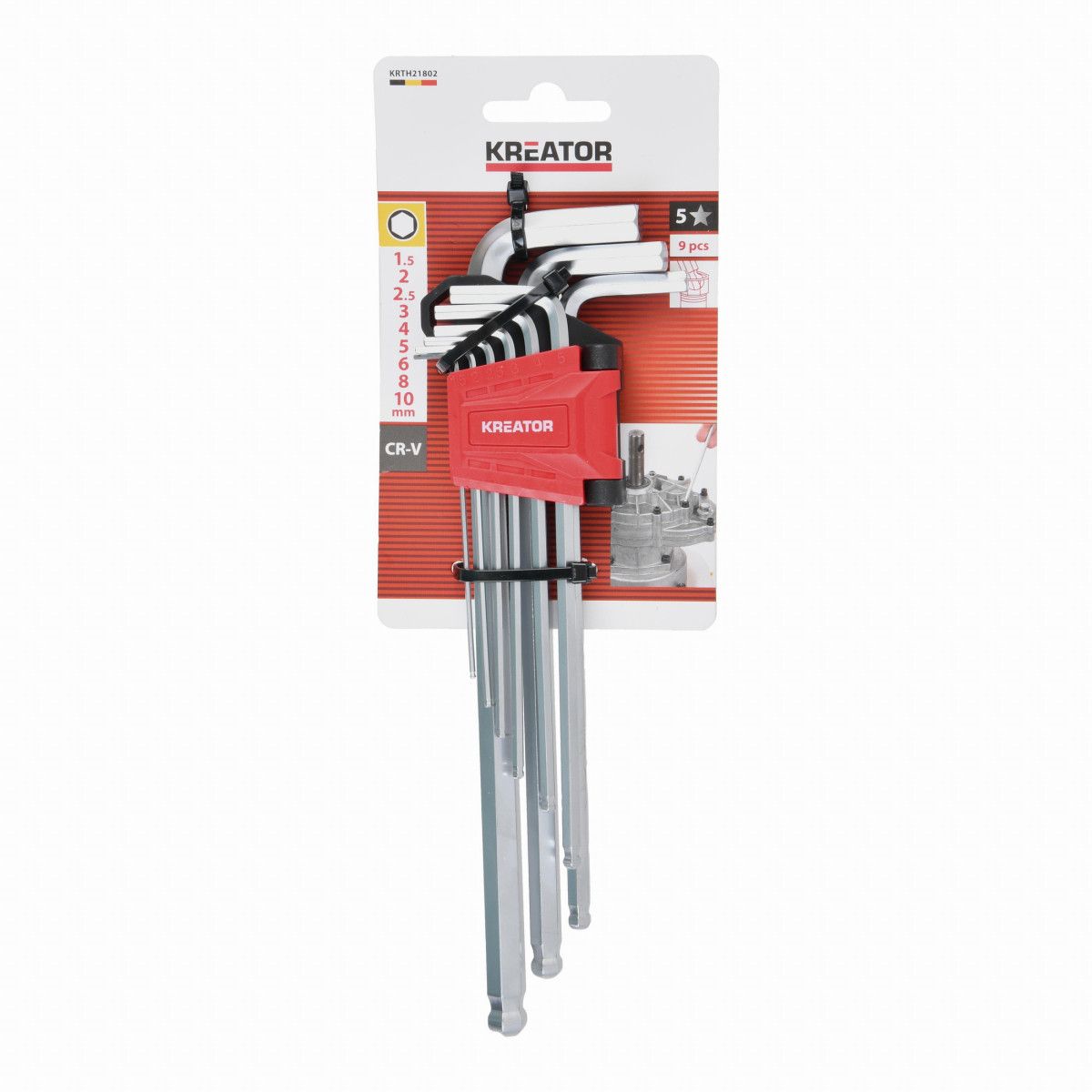 Kreator KRTH21802 - Imbusové klíče HEX dlouhé 9ks 1,5-10 s kuličkou