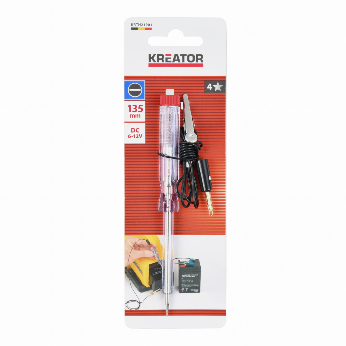Kreator KRTH21901 - Zkoušečka napětí VOLT TESTER 6-12V DC 135mm