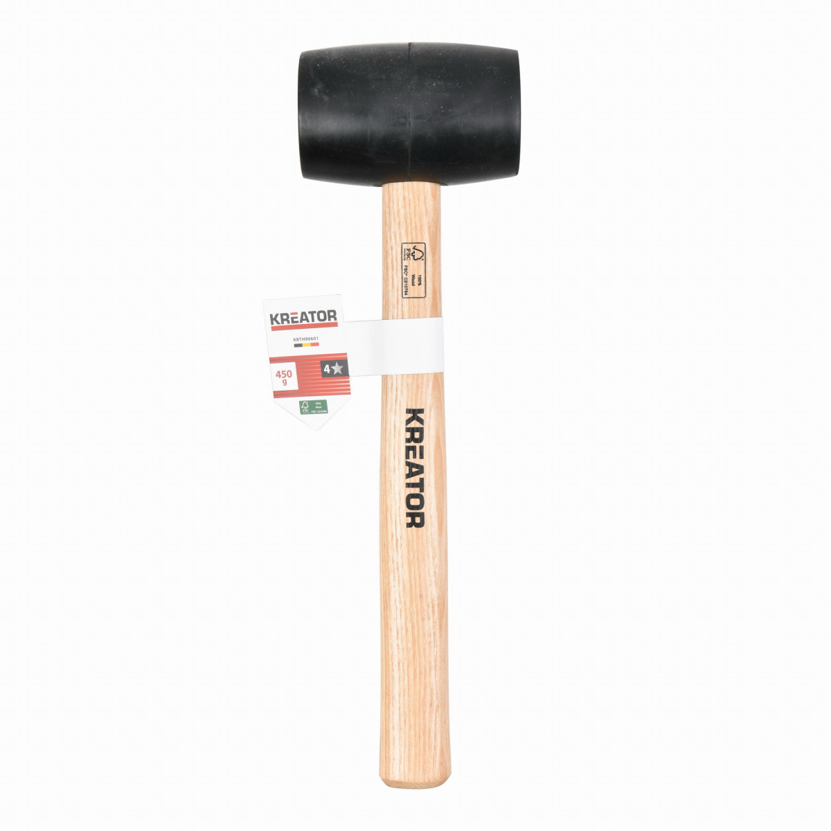 Kreator KRTH90601 - Gumová palice černá 450g - Dřevěná násada