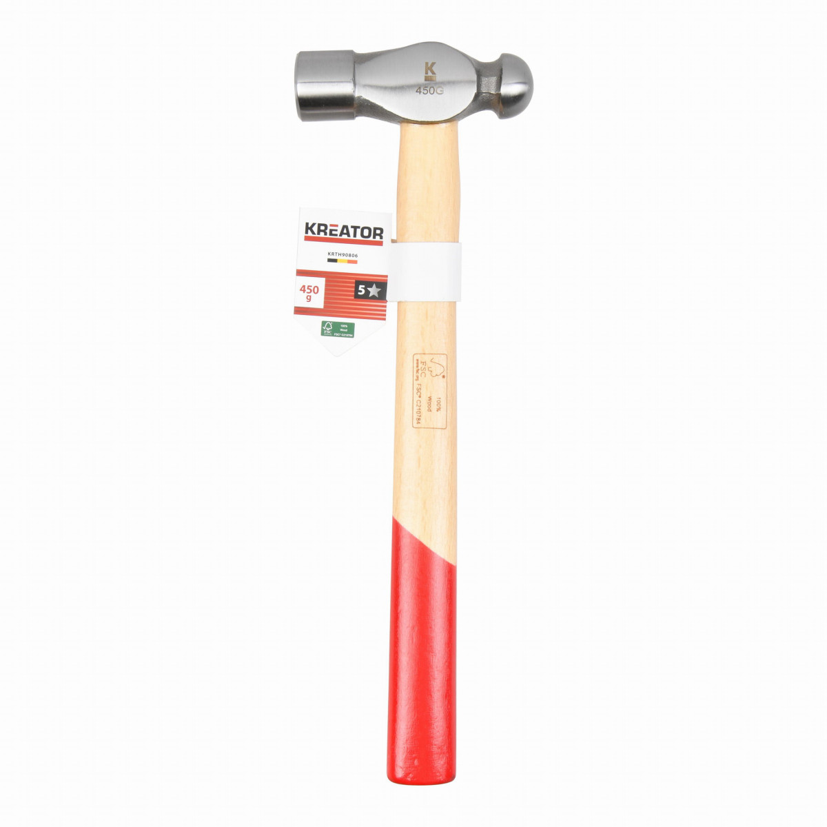 Kreator KRTH90806 - Klempířské kladivo s kulovou hlavou 450g - Dřevěná násada