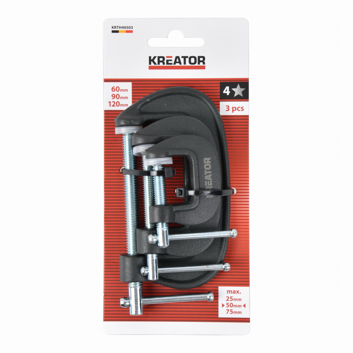 Kreator KRTH40503 - Univerzální svěrka typ C 60, 90, 120mm (sada 3ks)