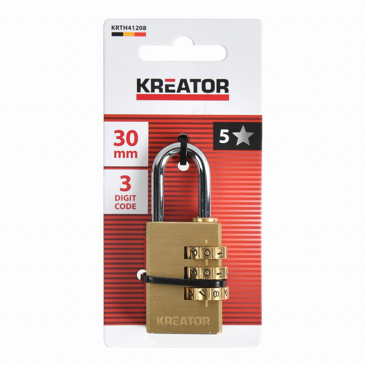 Kreator KRTH41208 - Visací zámek kombinační 30mm trojmístný kód