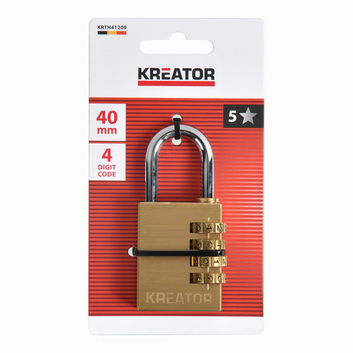 Kreator KRTH41209 - Visací zámek kombinační 40mm čtyřmístný kód