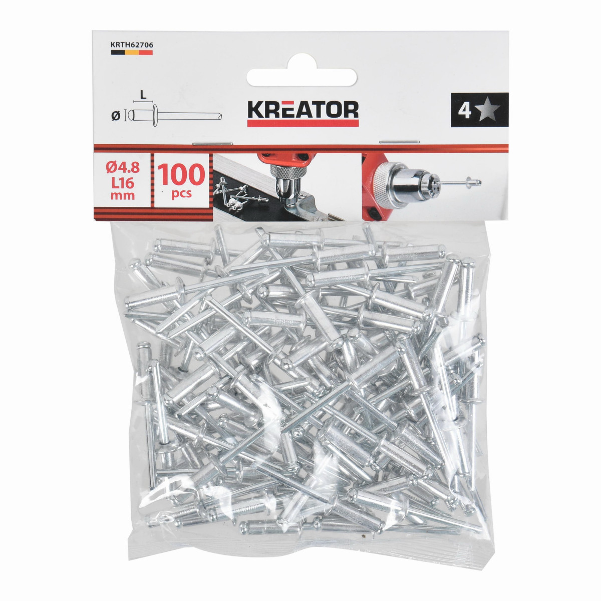 Kreator KRTH62706 - Trhací nýty 4,8x16mm 100ks