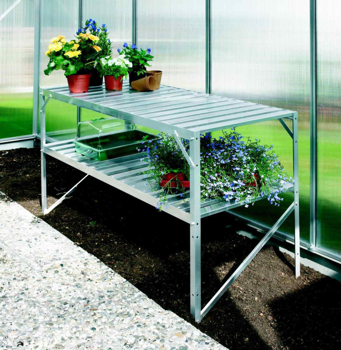 LanitPlast AL regál VITAVIA 120x52 cm dvoupolicový stříbrný