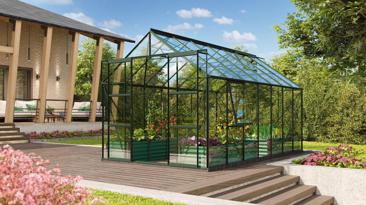 LanitPlast skleník VITAVIA URANUS 11500 čiré sklo 3 mm zelený LG1039