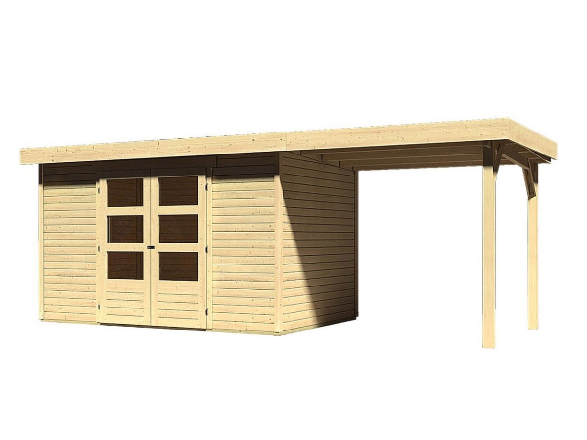 Domek KARIBU ASKOLA 4 + přístavek 240 cm (73247) natur