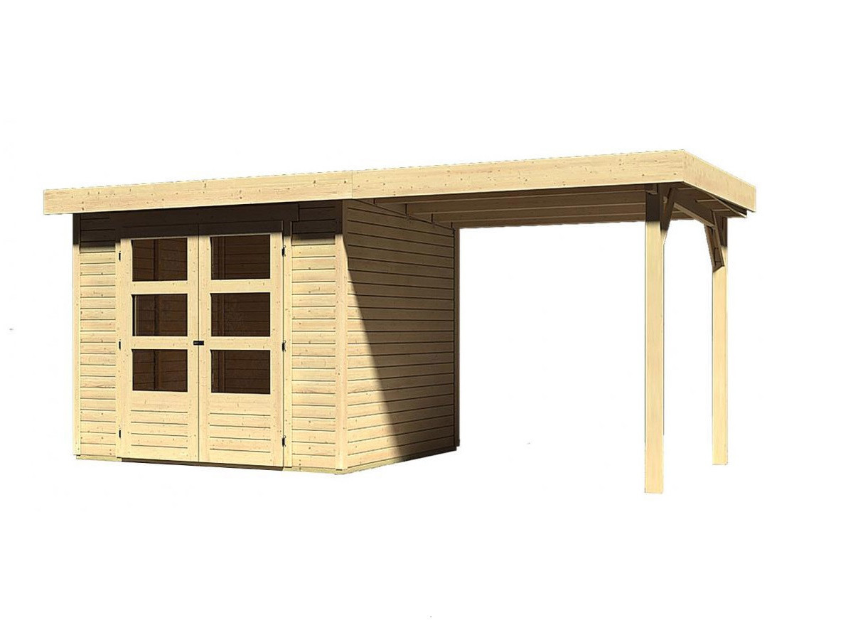 Dřevěný domek KARIBU ASKOLA 3 + přístavek 240 cm (73246) natur