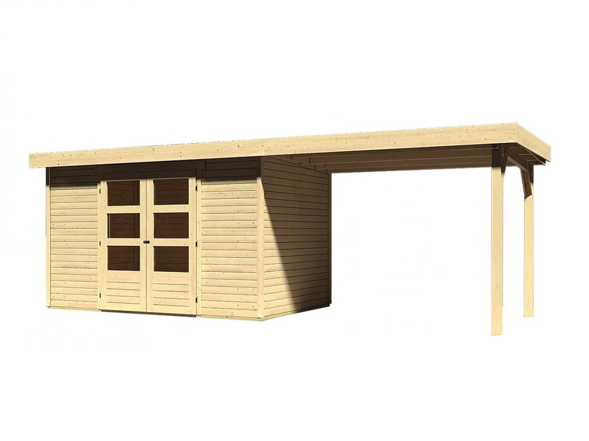 Dřevěný domek KARIBU ASKOLA 4 + přístavek 280 cm (77733) natur