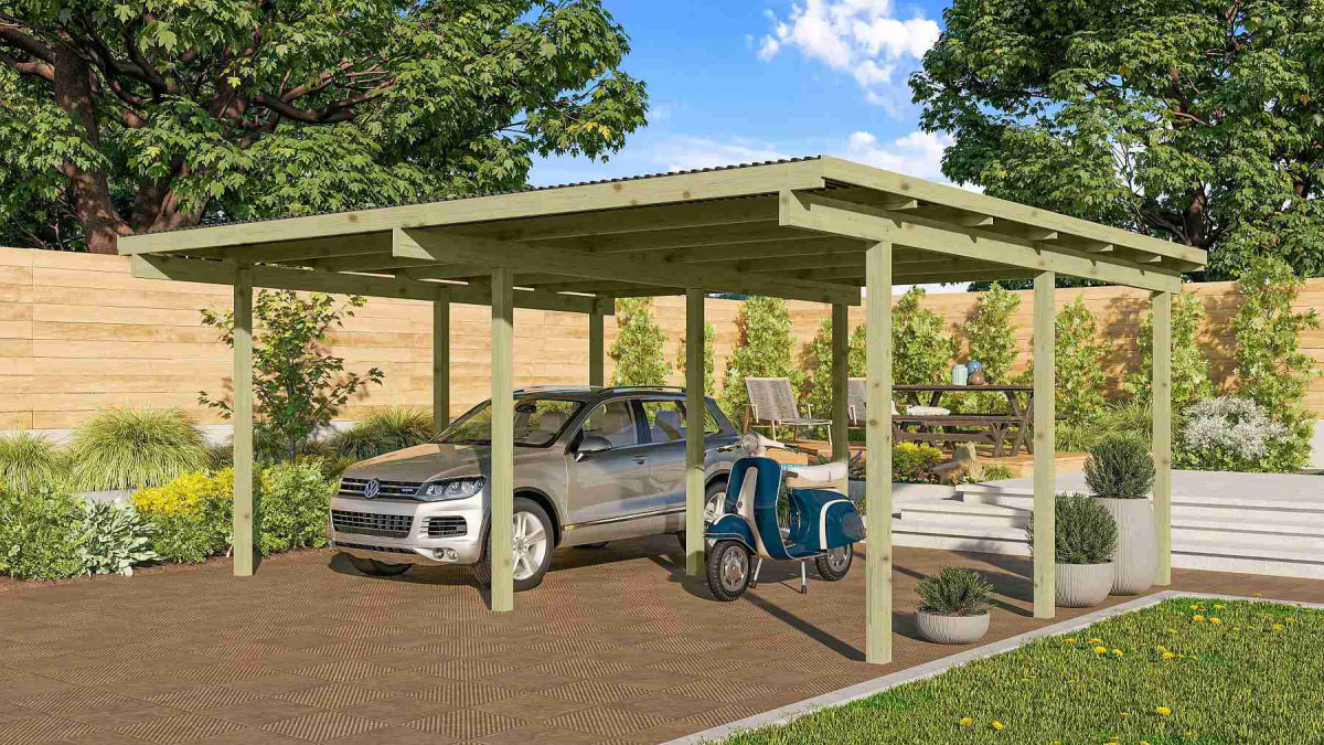 Dvojitý carport KARIBU ECO 1A 62035