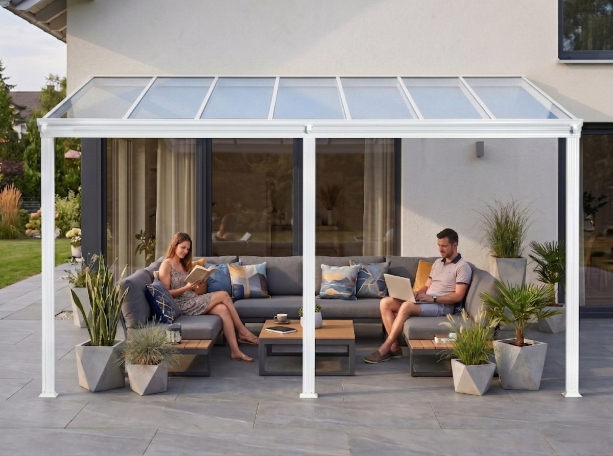 Hliníková pergola LANITPLAST WALL 53 bílá + čirý PC