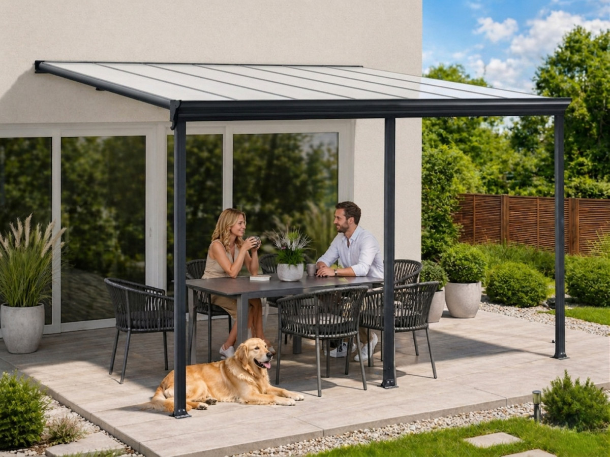 Hliníková pergola LANITPLAST WALL 43 antracit + opál PC