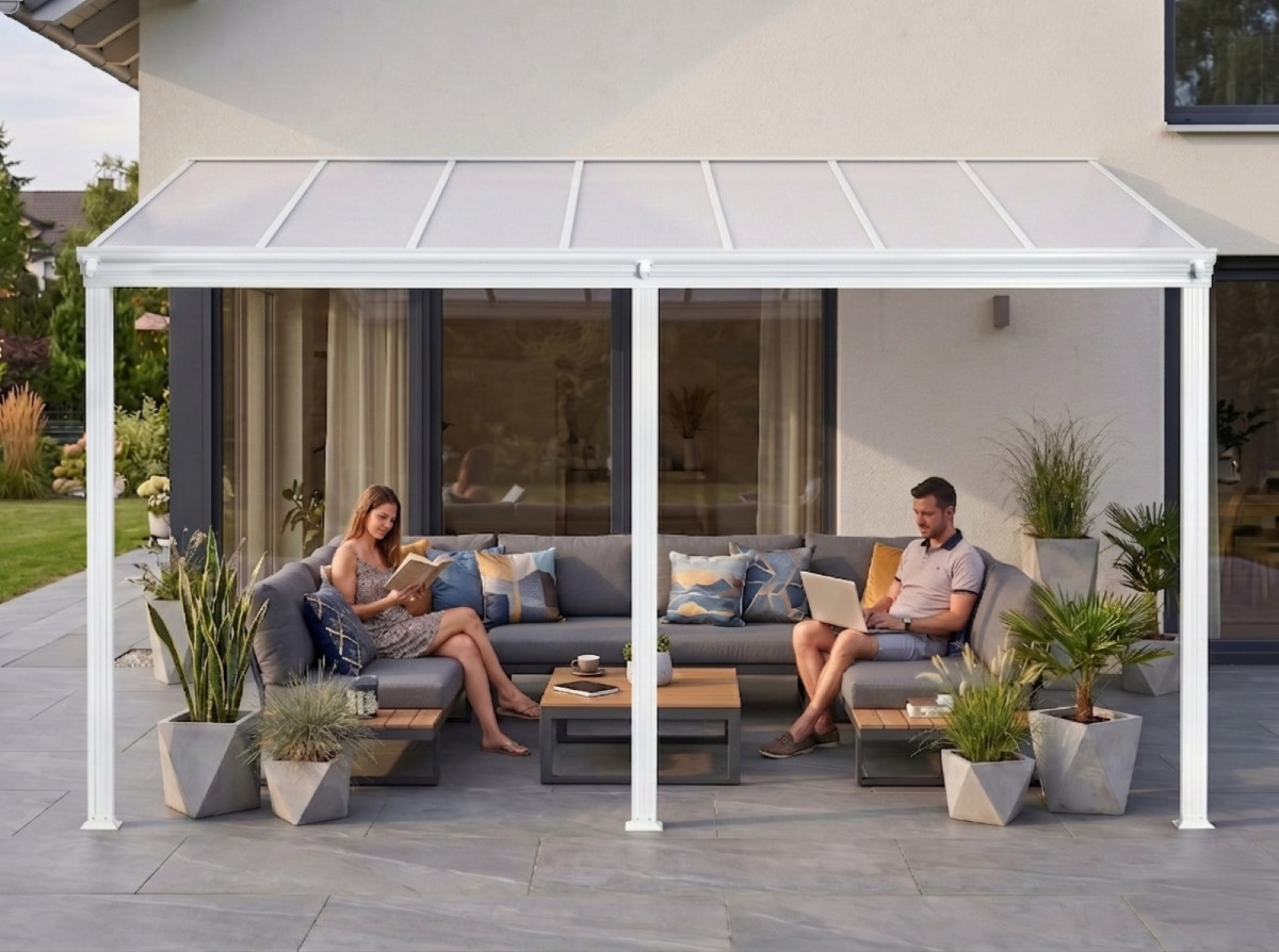 Hliníková pergola LANITPLAST WALL 43 bílá + opál PC