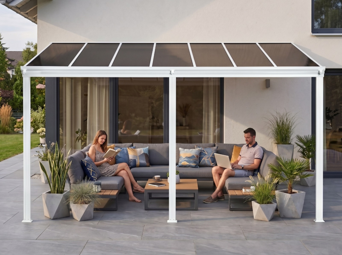 Hliníková pergola LANITPLAST WALL 53 bílá + bronz PC