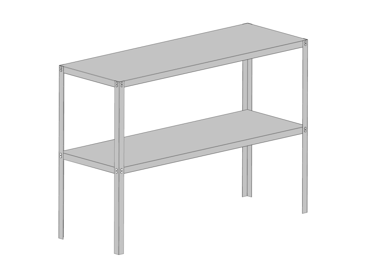 Ocelový regál LANITPLAST 115x40 cm dvoupolicový stříbrný GSD2