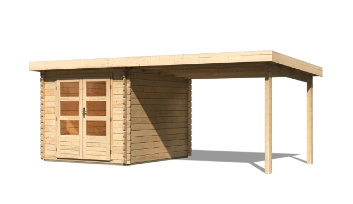 Dřevěný domek KARIBU BASTRUP 4 + přístavek 300 cm (73298) natur LG2857