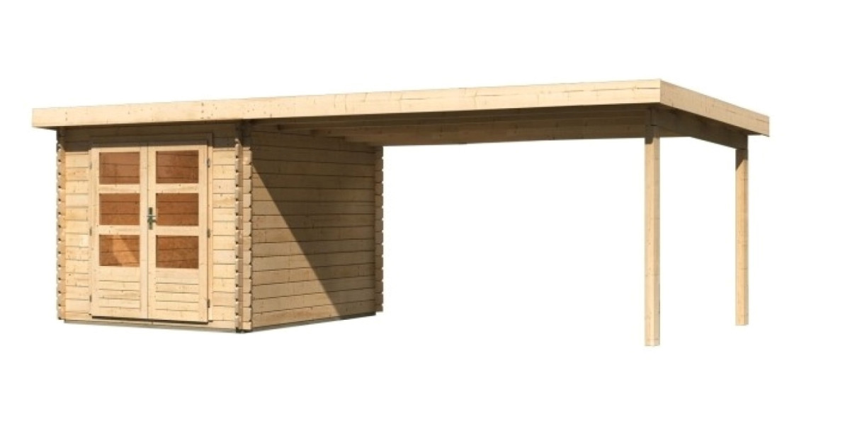 Dřevěný domek KARIBU BASTRUP 4 + přístavek 400 cm (77805) natur LG2881