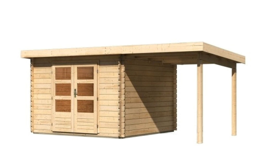 Dřevěný domek KARIBU BASTRUP 5 + přístavek 200 cm (73990) natur LG2900