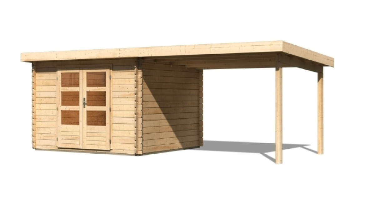 Dřevěný domek KARIBU BASTRUP 5 + přístavek 300 cm (73299) natur LG2912