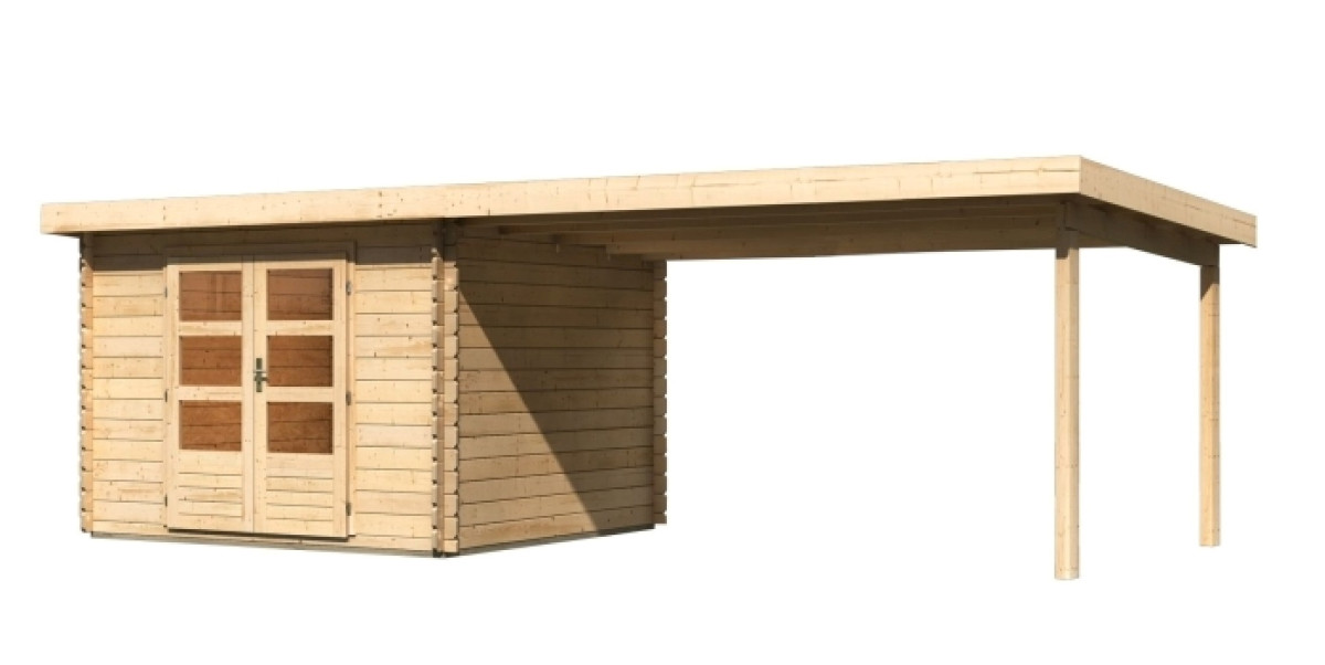 Dřevěný domek KARIBU BASTRUP 5 + přístavek 400 cm (73991) natur LG2916