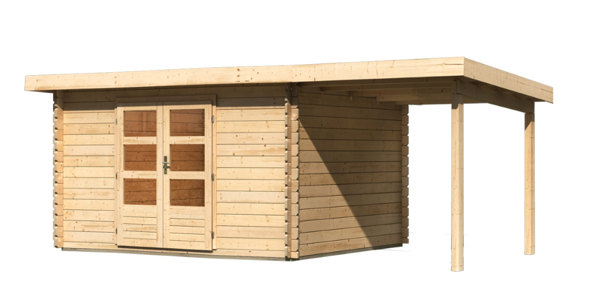 Dřevěný domek KARIBU BASTRUP 7 + přístavek 200 cm (78673) natur LG2934