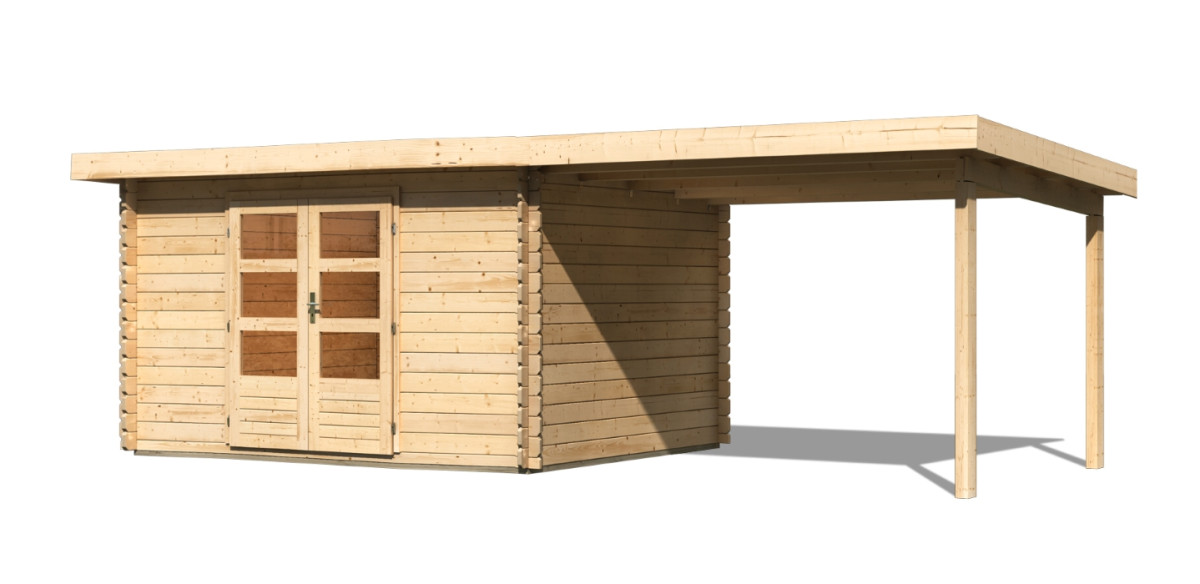 Dřevěný domek KARIBU BASTRUP 7 + přístavek 300 cm (73308) natur LG2935