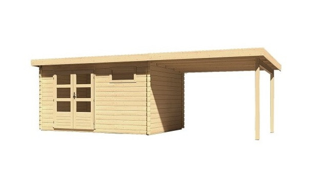 Dřevěný domek KARIBU BASTRUP 8 + přístavek 300cm (79315) natur LG2940