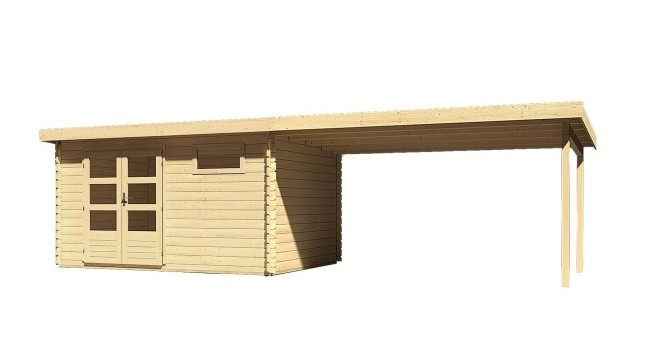 Dřevěný domek KARIBU BASTRUP 8 + přístavek 400cm (78678) natur LG2943