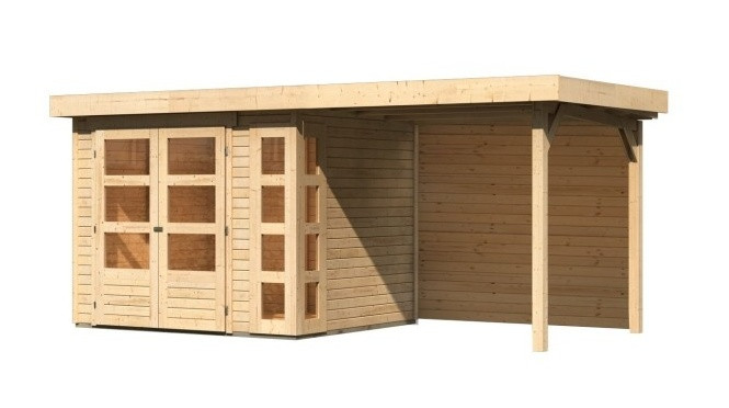Dřevěný domek KARIBU KERKO 3 + přístavek 240 cm včetně zadní stěny (9185) natur LG2954