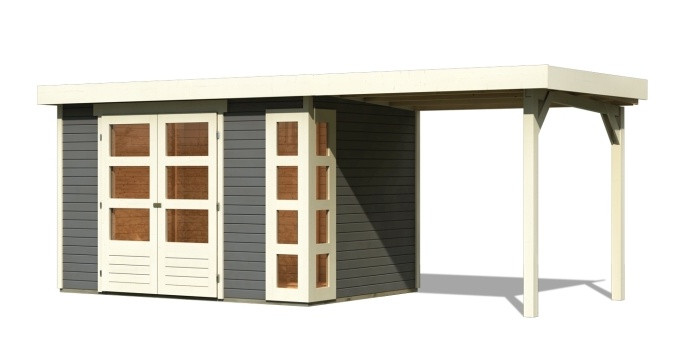 Dřevěný domek KARIBU KERKO 4 + přístavek 240 cm (82941) šedý LG2969