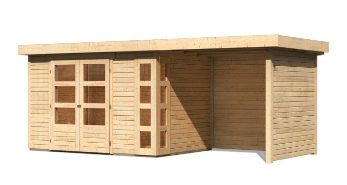 Dřevěný domek KARIBU KERKO 4 + přístavek 240 cm včetně zadní a boční stěny (82942) natur LG2973