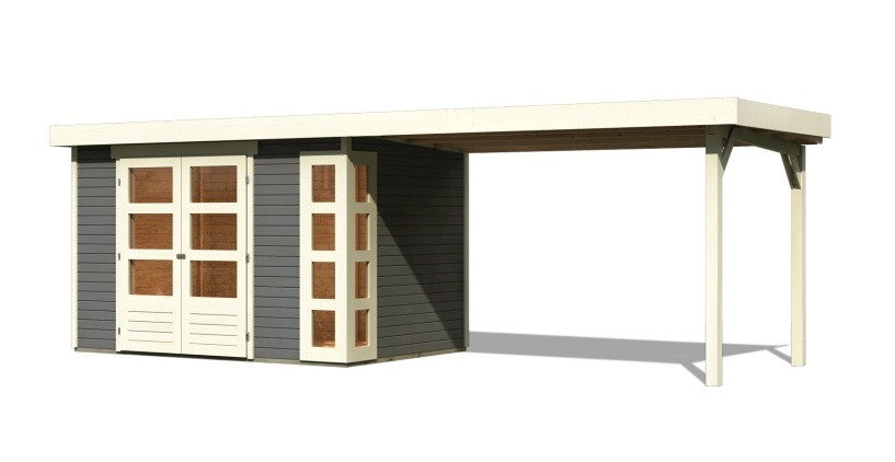 Dřevěný domek KARIBU KERKO 4 + přístavek 280 cm (82945) šedý LG2976