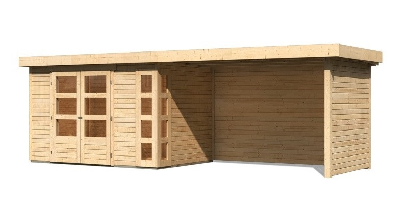 Dřevěný domek KARIBU KERKO 4 + přístavek 280 cm včetně zadní a boční stěny (82946) natur LG2979