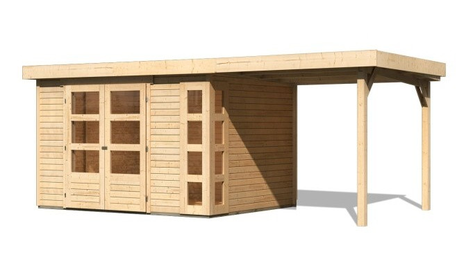 Dřevěný domek KARIBU KERKO 5 + přístavek 240 cm (9193) natur LG2983