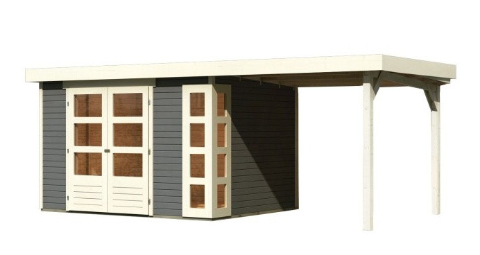Dřevěný domek KARIBU KERKO 5 + přístavek 240 cm (9194) šedý LG2984