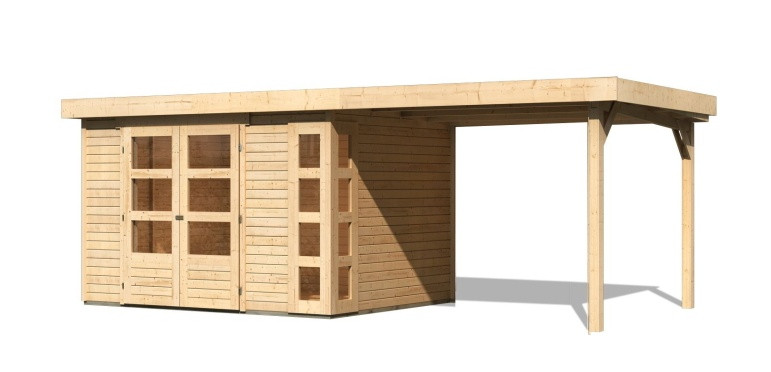 Dřevěný domek KARIBU KERKO 5 + přístavek 280 cm (9199) natur LG2989