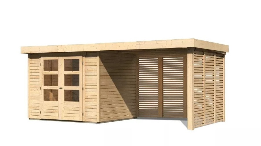 Dřevěný domek KARIBU ASKOLA 3 + přístavek 280 cm (9175) natur LG3182