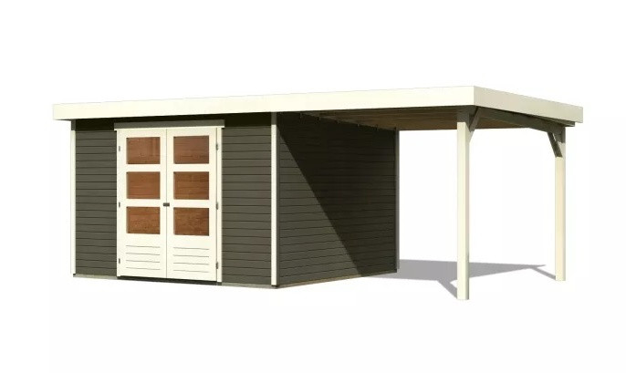 Dřevěný domek KARIBU ASKOLA 6 + přístavek 240 cm (23501) šedý LG3202
