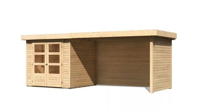 Dřevěný domek KARIBU ASKOLA 2 + přístavek 280 cm včetně zadní a boční stěny (77724) natur LG3221
