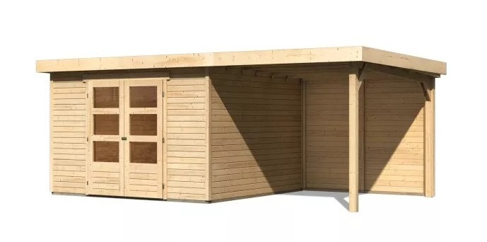 Dřevěný domek KARIBU ASKOLA 6 + přístavek 240 cm včetně zadní stěny (23503) natur LG3285